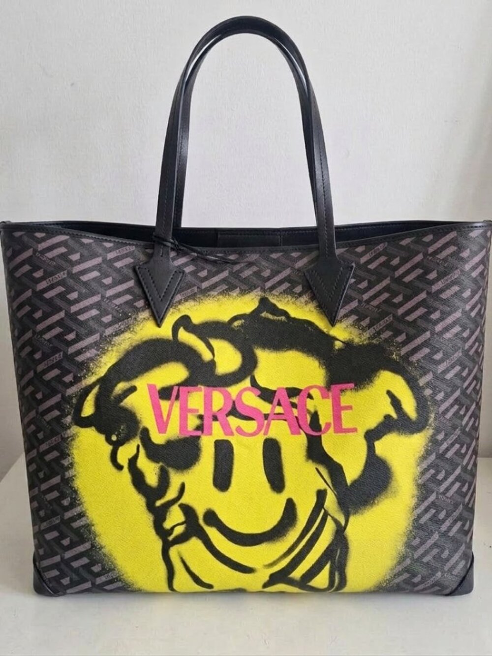 Versace La Greca Medusa Smiley Graphic Tote Bag